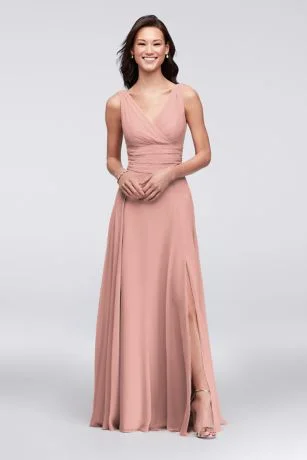 David's Bridal Surplice Tank Long Chiffon Bridesmaid - F19831