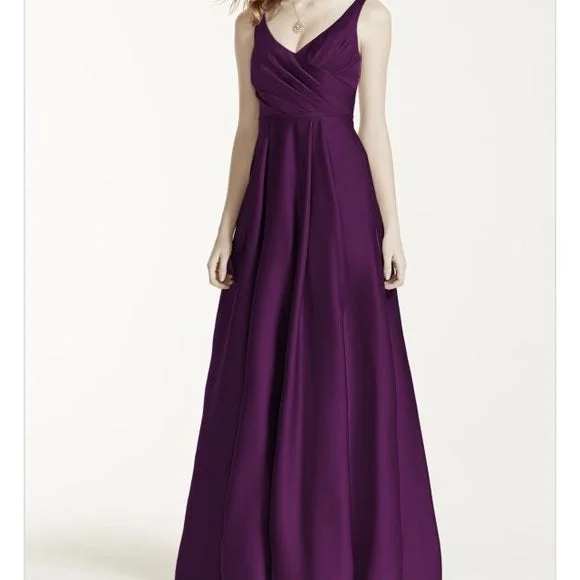 David's Bridal Satin Tank Long Ball Gown