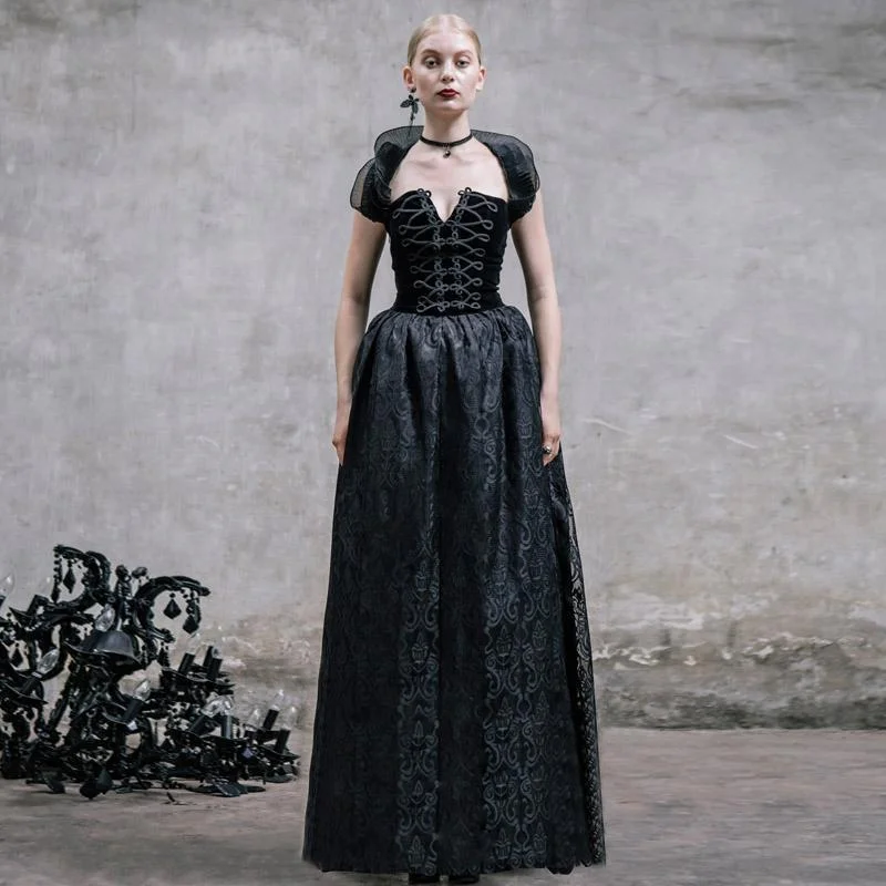 Women's Vintage Goth Long Lace Wedding Gown