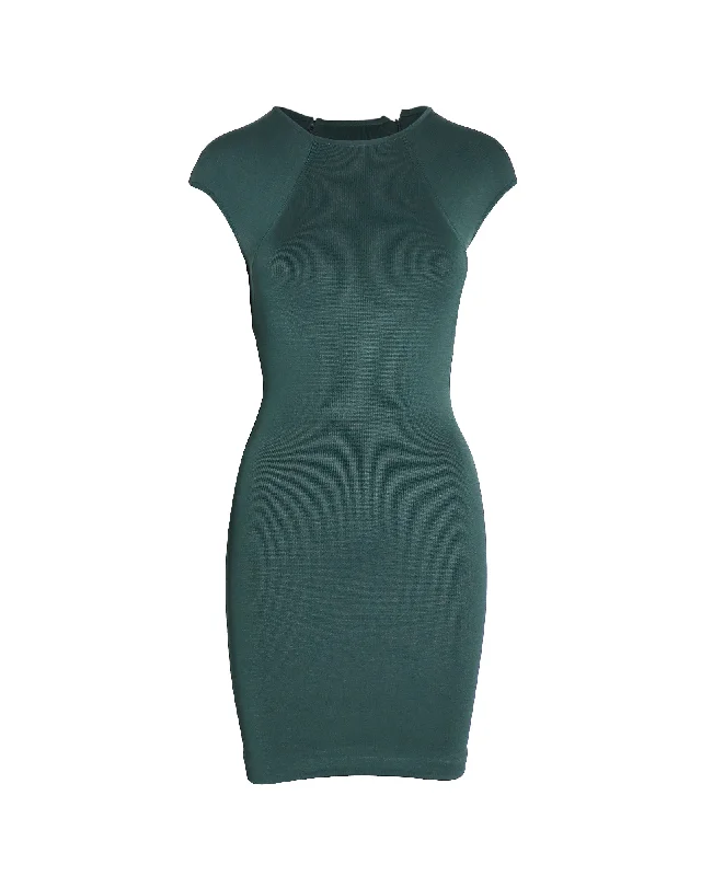 Alexander Wang Cap Sleeve Bodycon Dress in Green Viscose