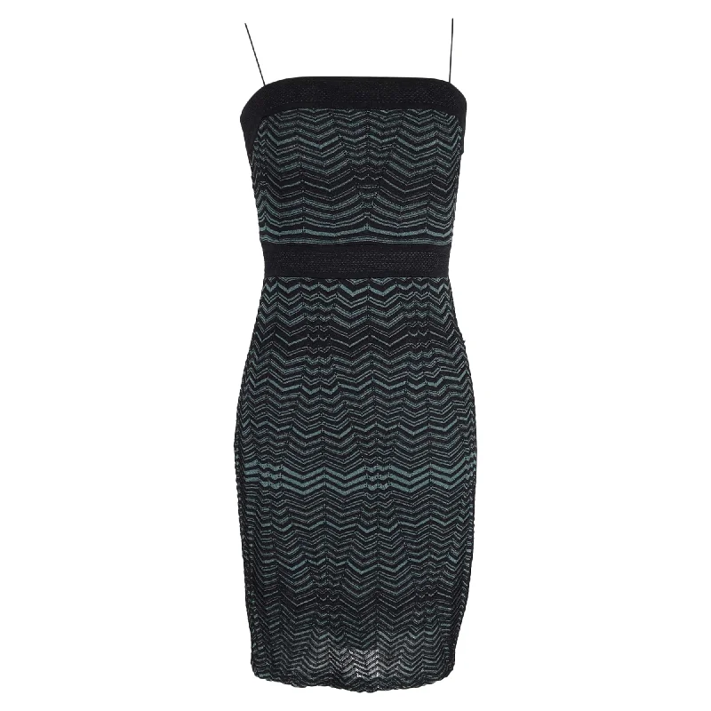 Missoni Metallic Knit Bodycon Dress in Green Nylon