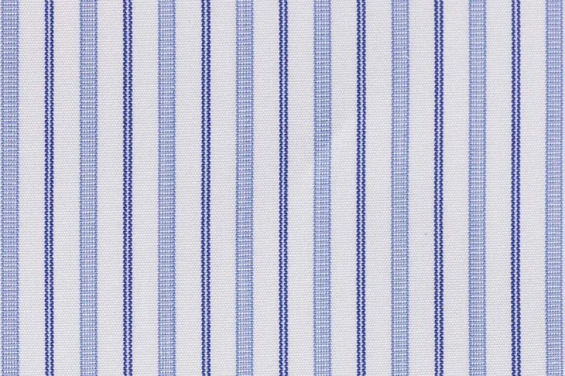 Soho White W/Dual Baby Blue& Blue Stripe Shirting